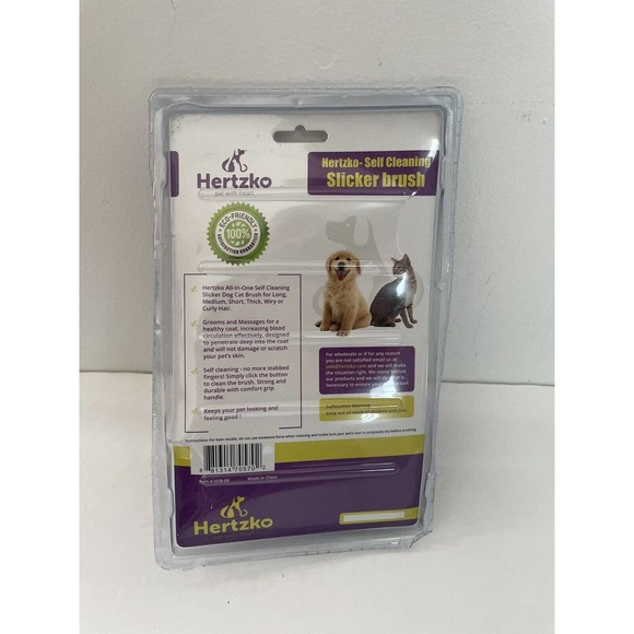 Hertzko Self Cleaning Slicker Pet Brush Dogs Cats Purple New with box damage - Picture 2 of 3